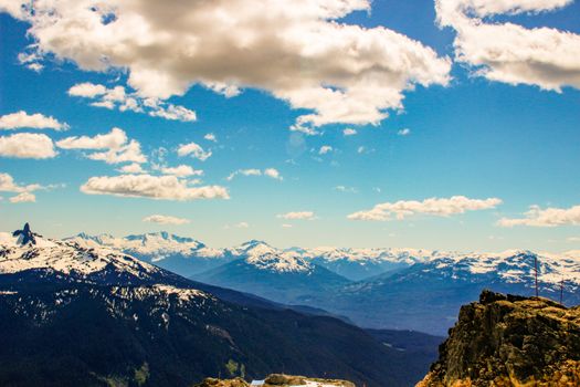 The peak of Whistler Mountain on a sunny day.