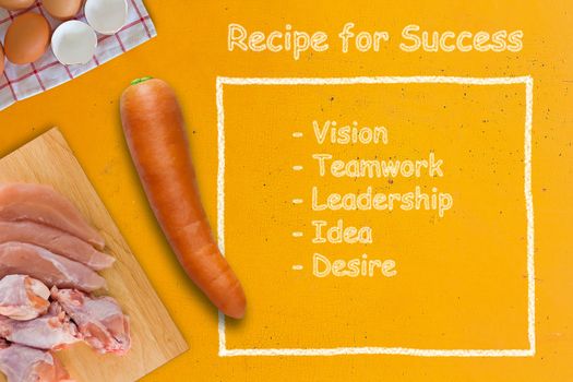 Business success concept, recipe for success