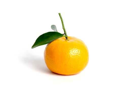 Raw fruit - Citrus sinensis ( called jeruk baby santang ) with leaves isolated on white background – local fresh fruit from Indonesia