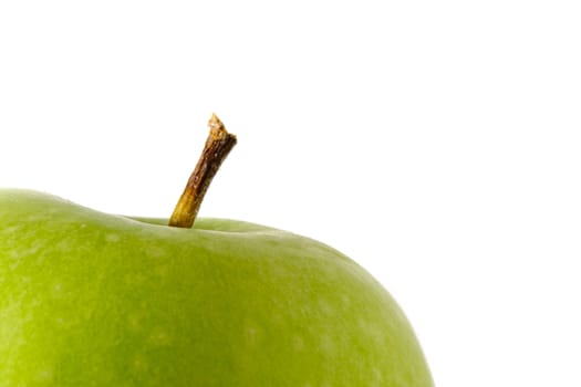 Close up green Apple granny smith isolated on white background – macro shoot