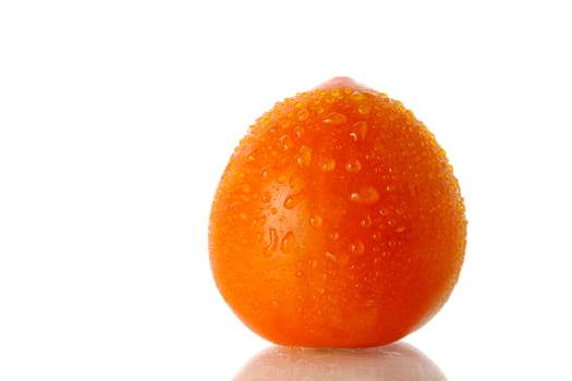 Close up fresh Tomato fruit with water drop isolated on white background