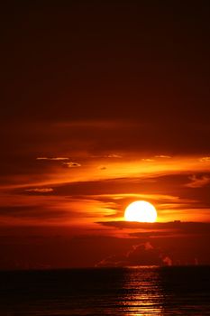 sun dawn back on morning sky silhouette cloud sunlight on sea