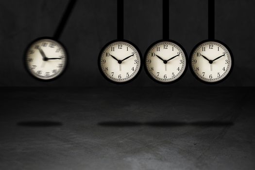 Time concept, clock moving on concrete background