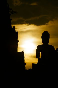 last light in Wat Chaiwatthanaram at Ayutthaya Historical Park Thailand