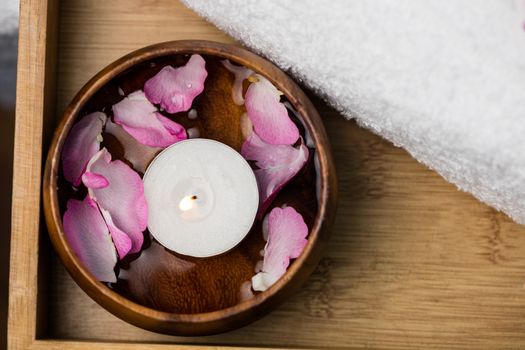 Tray of beauty therapy items at spa