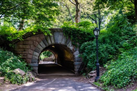 arch and tunnel in Central Park, New York City, famous place of NYC