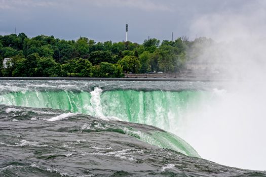 Niagara Falls splash close-up on a sunny day