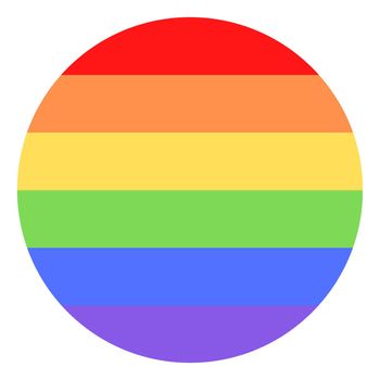 Illustration of colorful rainbow / pride flag / banner of LGBTQ (Lesbian, gay, bisexual, transgender & Queer) organization inside circle. June is celebrated as Pride month & parades are held in cities