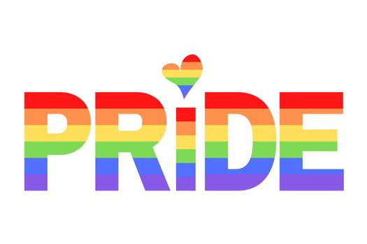 PRIDE illustration on colorful rainbow flag or pride flag / banner of LGBTQ (Lesbian, gay, bisexual, transgender & Queer) organization. Pride month parades are celebrated in June