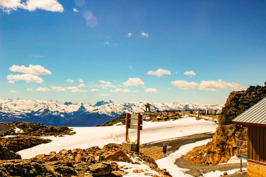 Whistler Peak. People looking at the views from the Peak of Whistler Mountain.