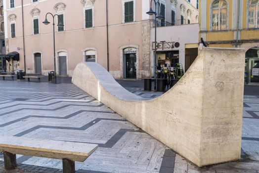 terni,italy june 07 2020 :whale of piazza solferino or children all in marble