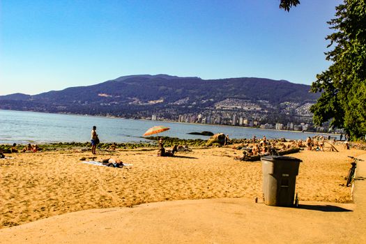 Third Beach - Vancouver, Canada. Third beach along Stanley Park in Vancouver, Canada. View of the North Shore.