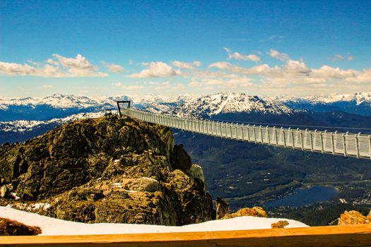 Set to open by mid 2018. the suspension bridge goes from mountain to mountain