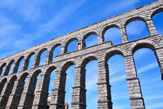 The famous ancient aqueduct in Segovia, Castilla y Leon, Spain