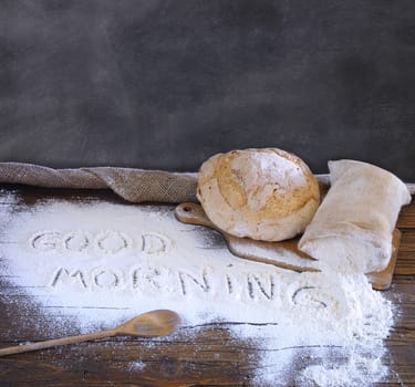 Bread on the table of the bakery.