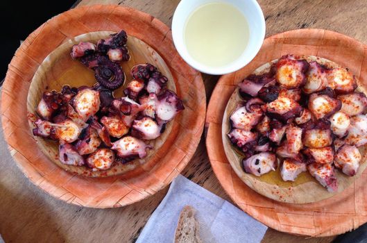 Octopus prepared Galician style, Pulpo a feira.