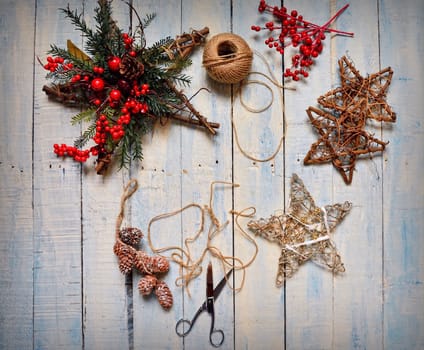 Preparing the Christmas decorations at home