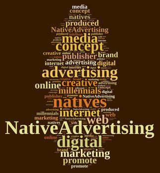 Illustration with word cloud on native advertising