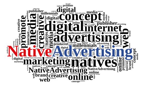 Illustration with word cloud on native advertising