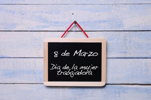 Blackboard with phrase, 8 march womens day.