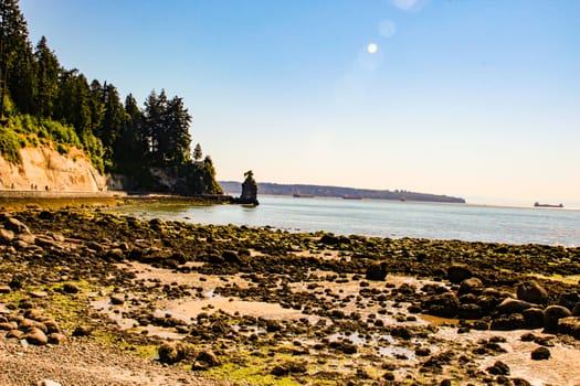 Third Beach - Vancouver, Canada. Third beach along Stanley Park in Vancouver, Canada. View of the North Shore.