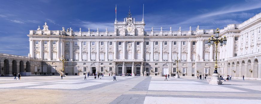 View of the Royal Palace in Madrid, Spain.