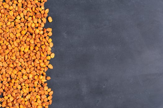 Toasted corn on the blackboard in the kitchen.