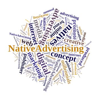 Illustration with word cloud on native advertising