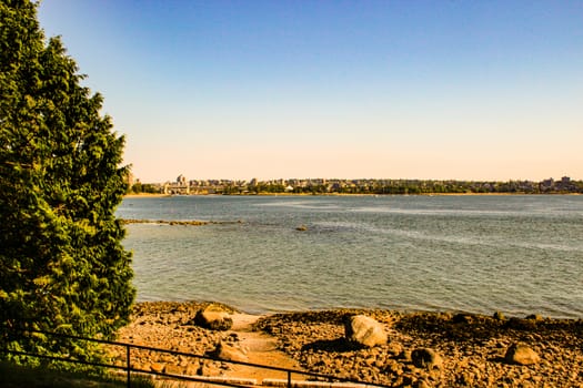 Third Beach - Vancouver, Canada. Third beach along Stanley Park in Vancouver, Canada. View of the North Shore.