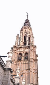 View of the tower of the Cathedral of Toledo in Spain