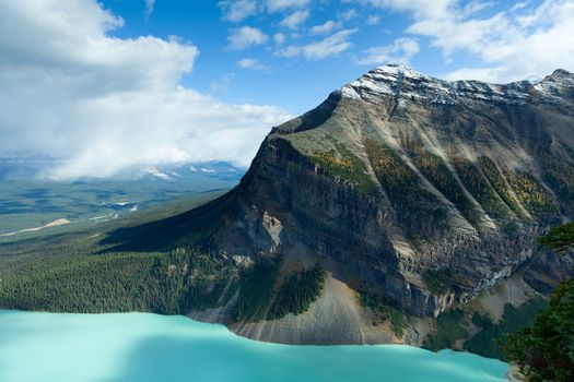 Lake Louise and Fairview Mountain panoramic view from The Beehive, Banff National Park, Canada