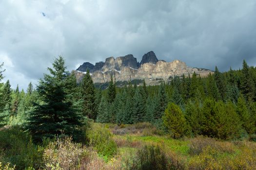 Castle mountain view from bow valley, Alberta, Canada