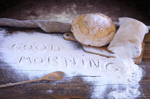Bread on the table of the bakery.