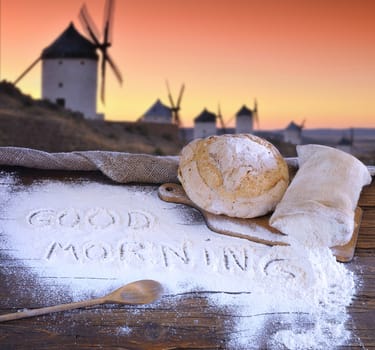 Bread on the table of the bakery.