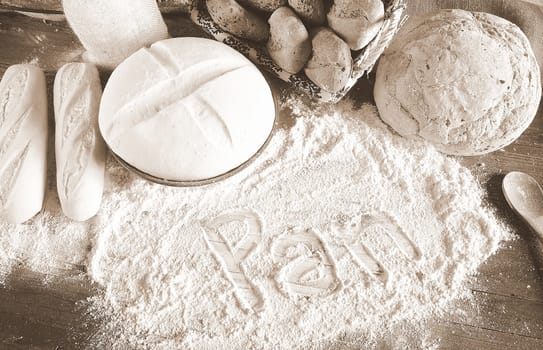 Bread on the table of the bakery.