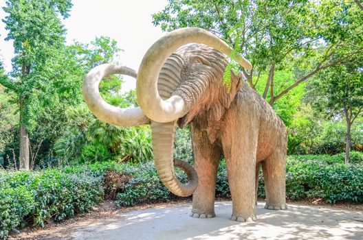 Sculpture of a mammoth (Mamut) in Parc de la Ciutadella (Citadel Park). Barcelona, Catalonia, Spain