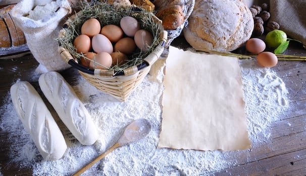 Recipe on the table of the bakery.