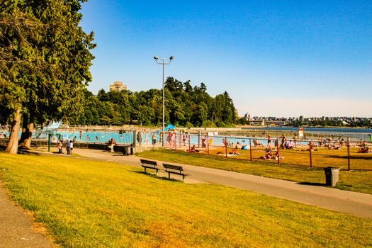 Third Beach - Vancouver, Canada. Third beach along Stanley Park in Vancouver, Canada. View of the North Shore.