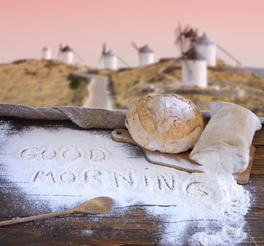 Bread on the table of the bakery.