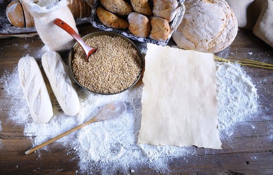 Ingredients on the table of the bakery.