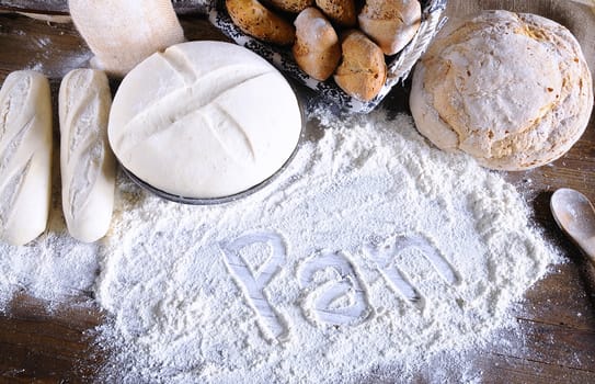 Bread on the table of the bakery.