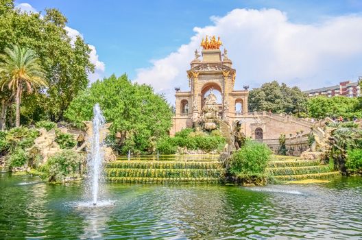 The Cascada waterfall  is located in the Parc de la Ciutadella (Citadel Park) in Barcelona, Spain