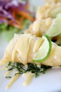 fry shrimp with lime sauce