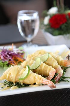 fry shrimp with lime sauce