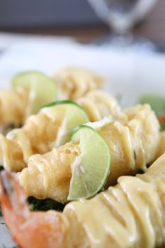 fry shrimp with lime sauce