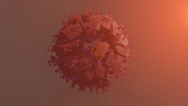 Dead corona virus or virus destruction after medical from vaccine on red background. 3D render