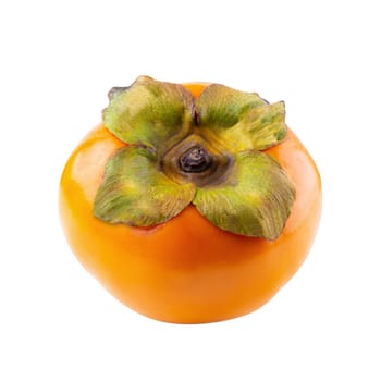 fresh persimmons and persimmon slice with leaf isolated on white background.