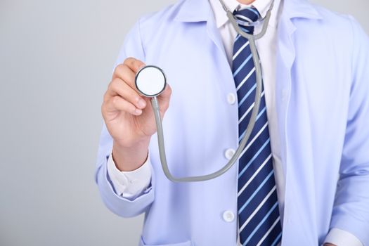 doctor physician practitioner with stethoscope on white background. medical professional medicine healthcare concept