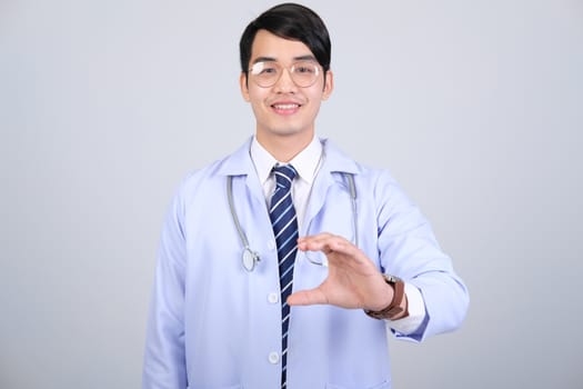 doctor physician practitioner with stethoscope on white background. medical professional medicine healthcare concept