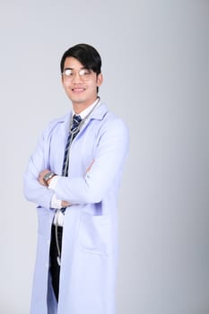 doctor physician practitioner with stethoscope on white background. medical professional medicine healthcare concept